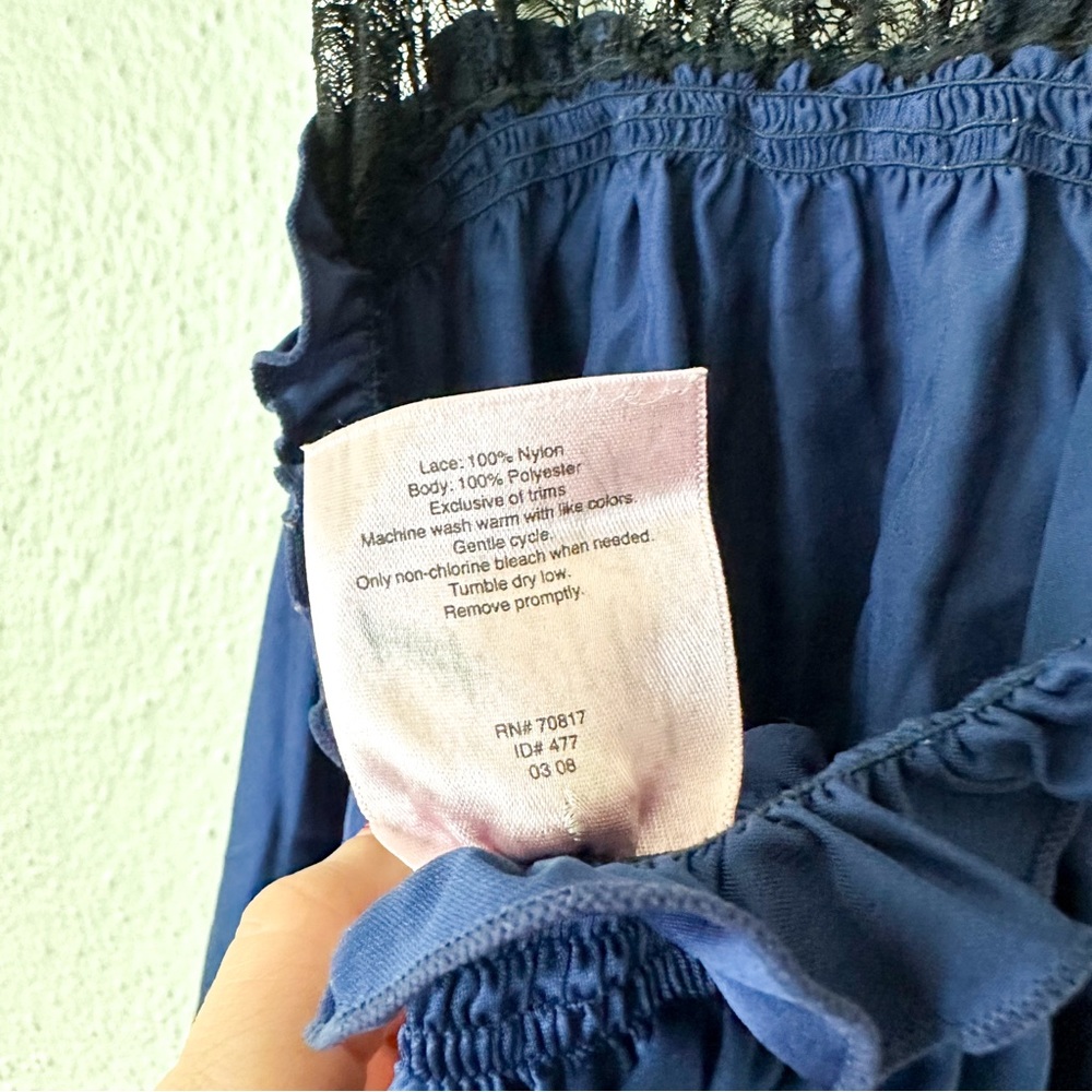 Victoria's Secret Womens Black Lace & Navy Satin Babydoll - Picture 7 of 8